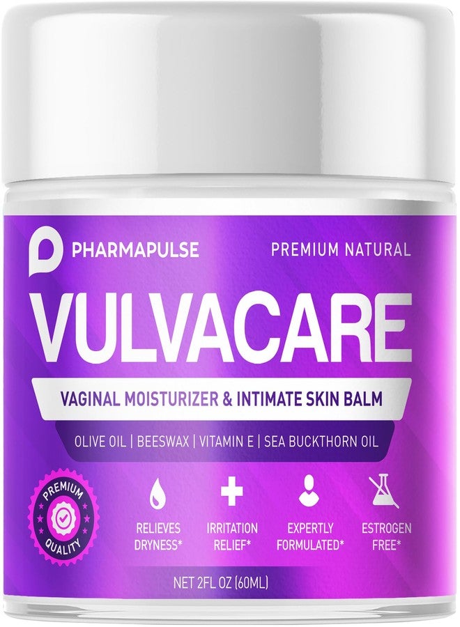Pharmapulse Vaginal Moisturizer, Vulva Balm Cream, Intimate Skin Care, Menopause Support - Relieves Dryness, Itching, Burning, Redness, Chafing, Odor, Irritation - Estrogen Free 2oz - Image 1